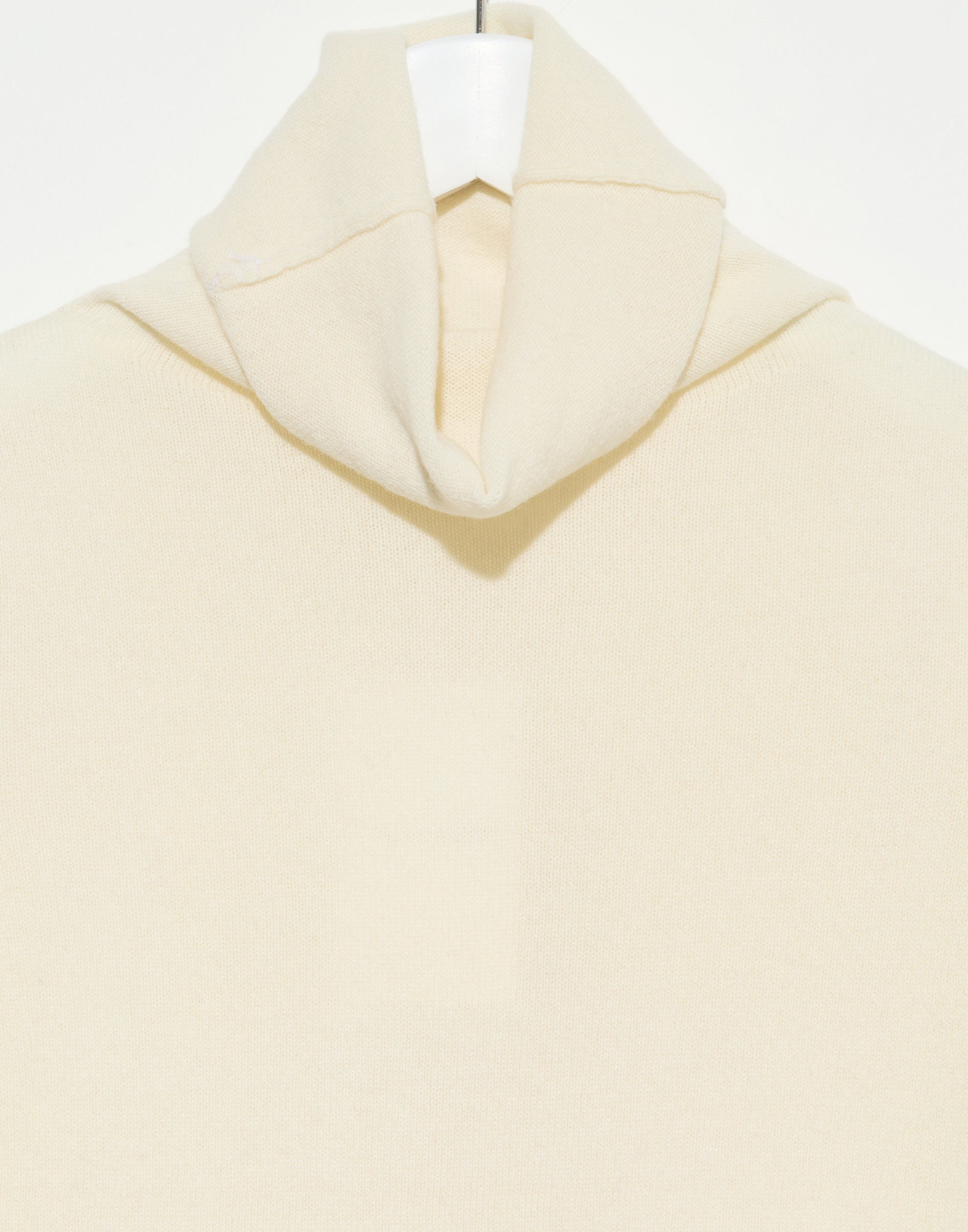 Cream Raw Cashmere Rollneck Pullover