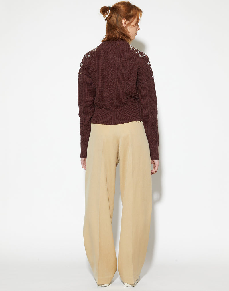 Sand Wool Gabardine Pants