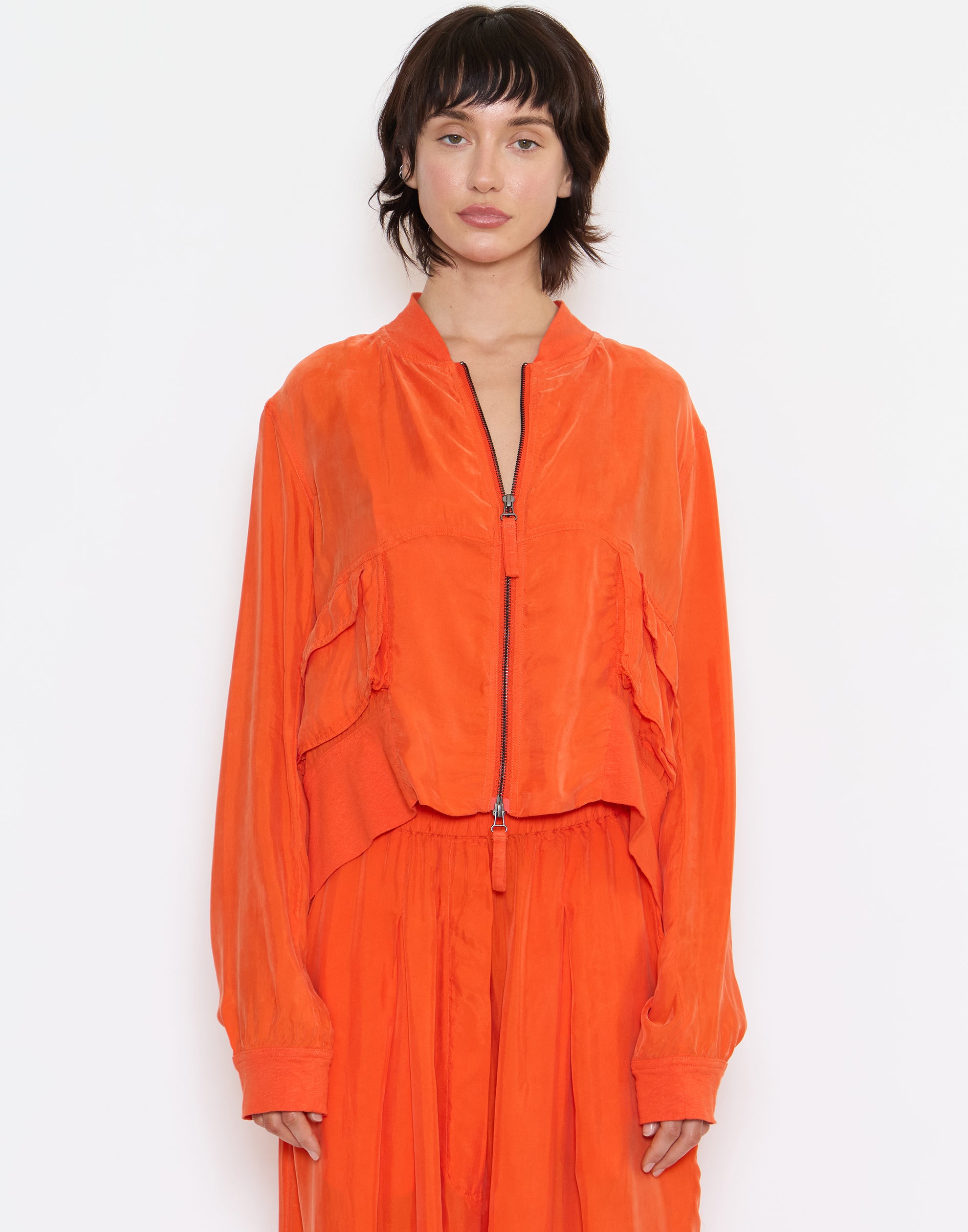 Mandarin Cupro Zip Jacket