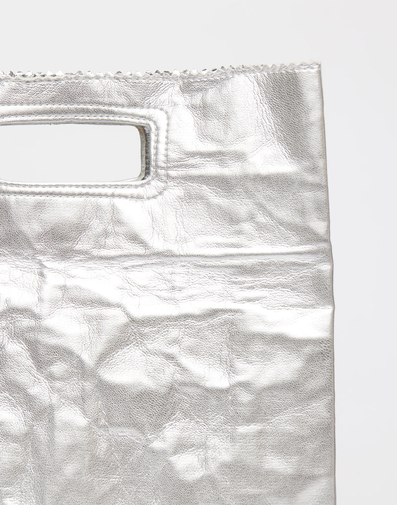 Silver Eco Nappa Leather Lunch Bag