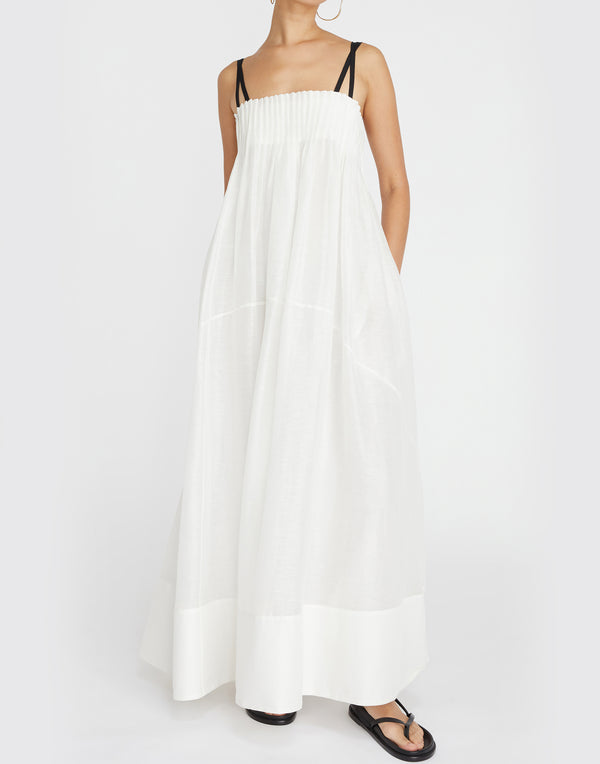 White Linen & Silk Lillian Cami Dress