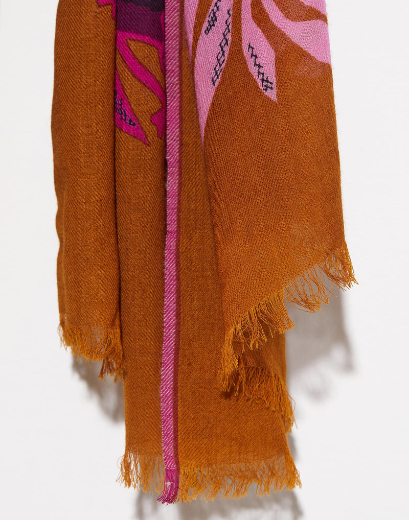 Fuchsia Wool Bloom Scarf