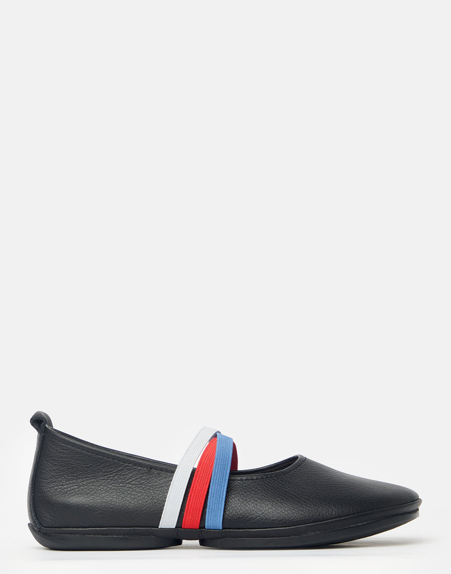 Black Leather ‘Twins’ Ballerinas