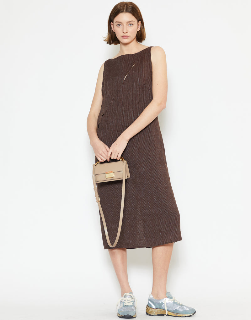 Royal Stripe Linen High Tie Dress