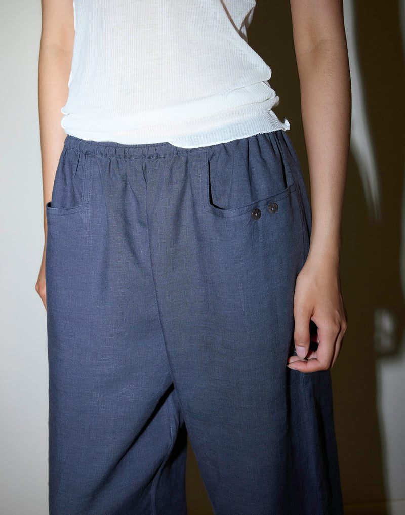 Ink Linen Square Pocket Pants