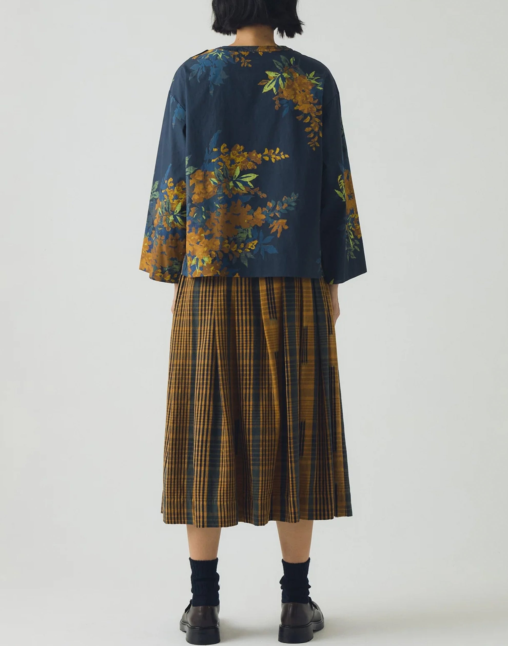 Blue Botanical Print Cotton Top