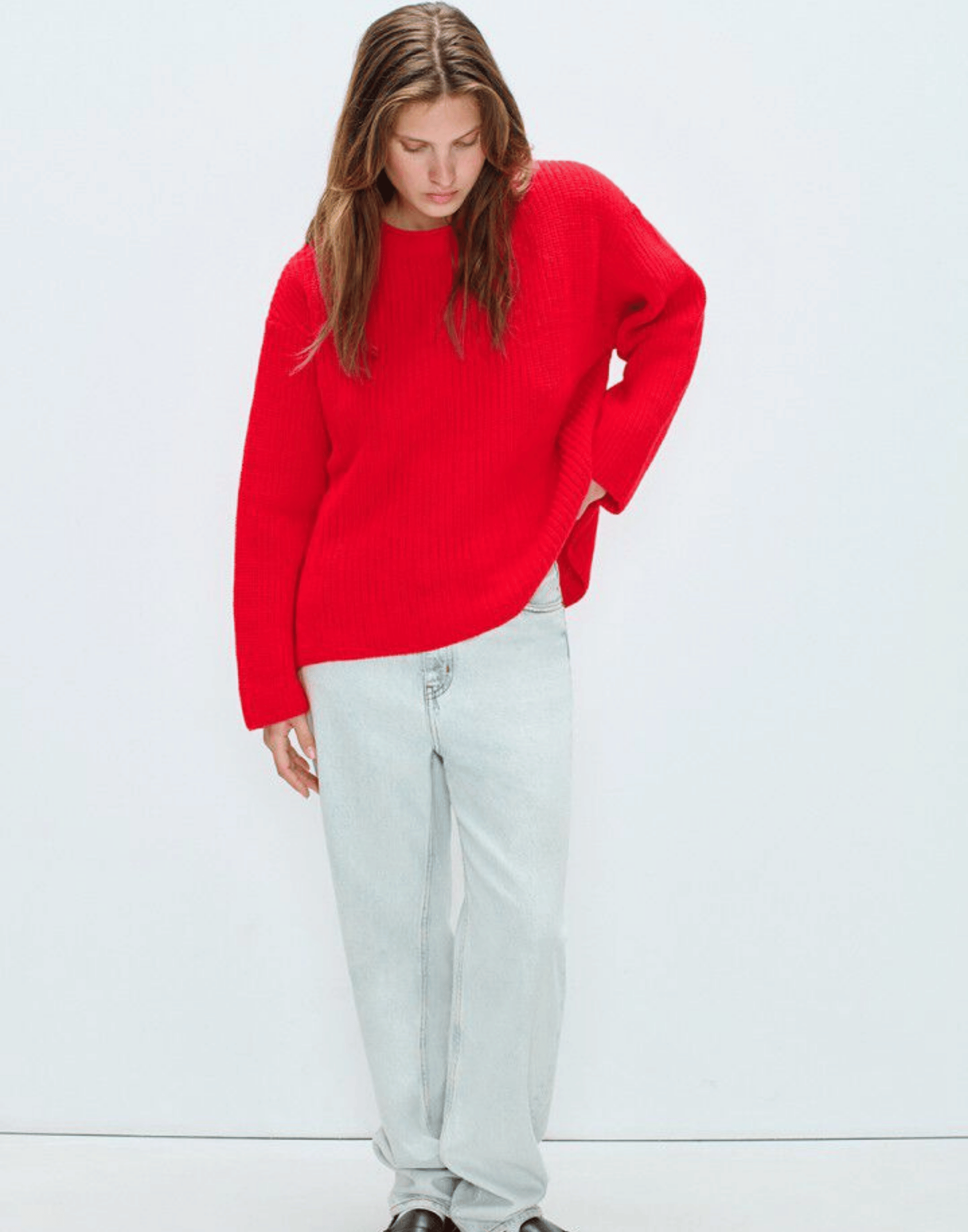 Scarlet Red Wool Blend Crashway Pullover