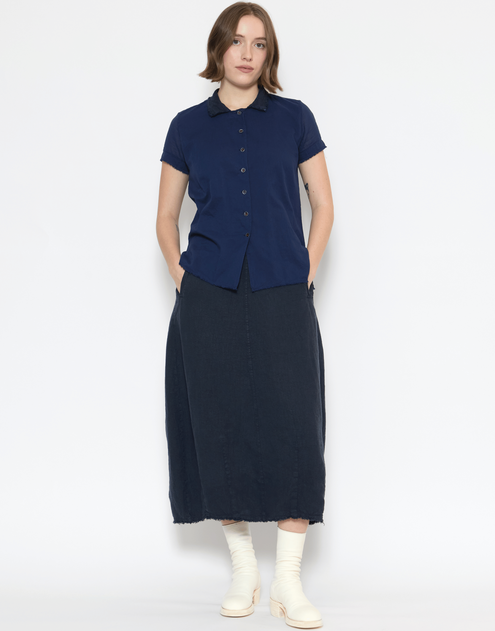 Navy Linen Jade Skirt