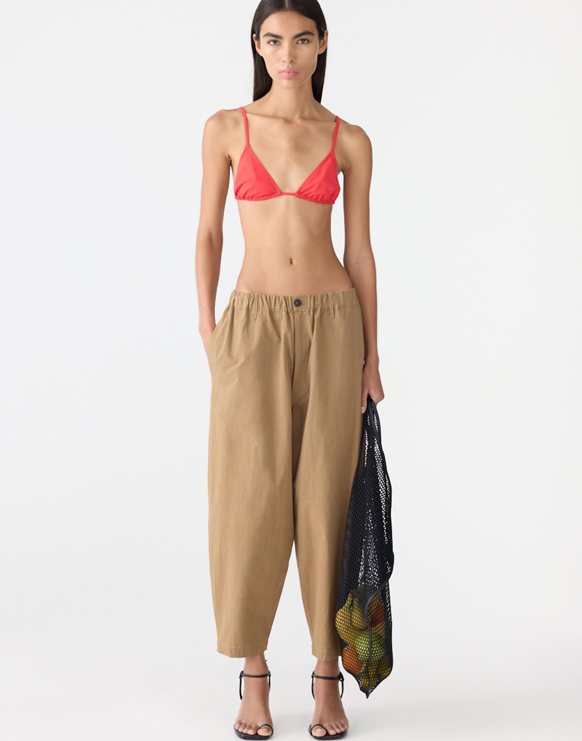 Dark Tan Crushed Cotton Summer Pants