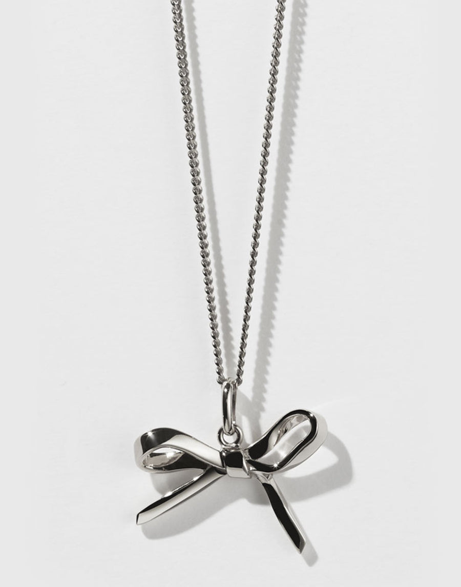 Sterling Silver Bow Charm Necklace