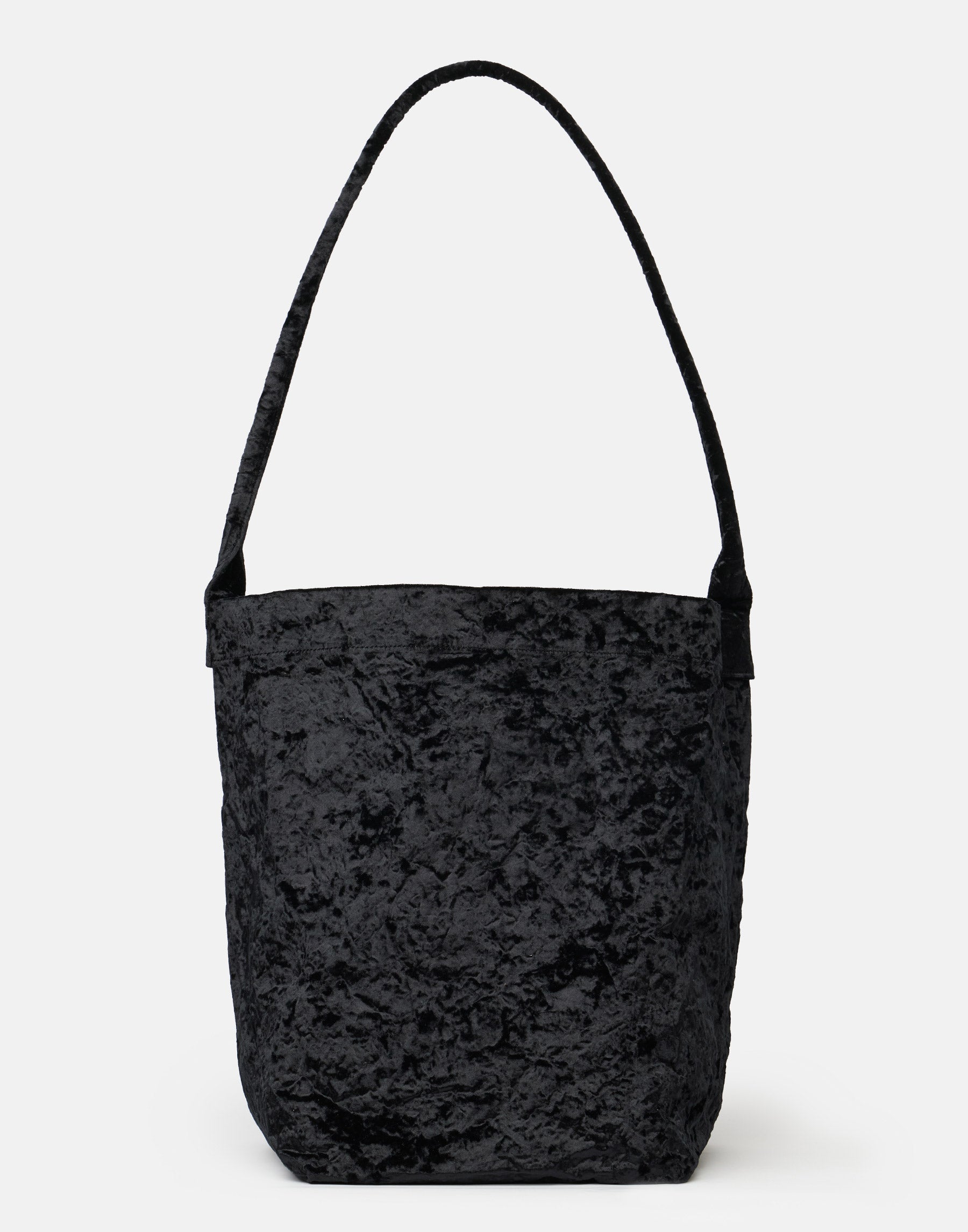 Black Velvet Big Tube Bag  - Long Handle