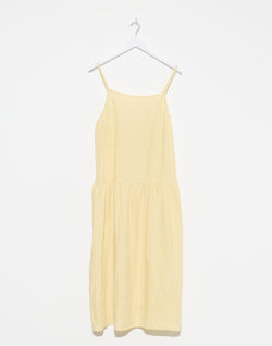 Butter Yellow Linen Gathered Halter Dress