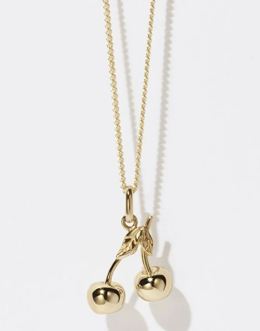 Gold Plated Cherry Charm Necklace