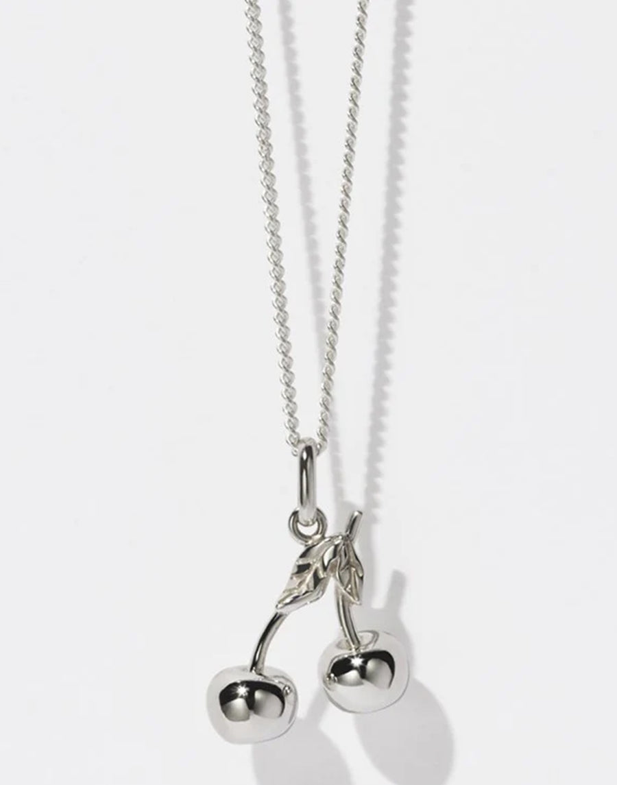 Sterling Silver Cherry Charm Necklace