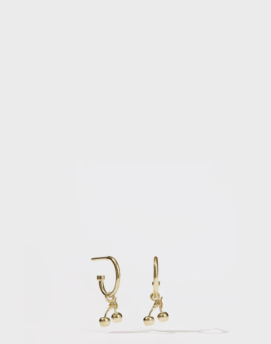 Gold Plated Cherry Hoop Earrings