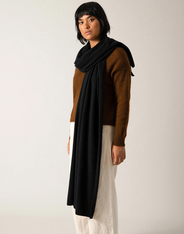 Black Wool Blend Cloud Scarf