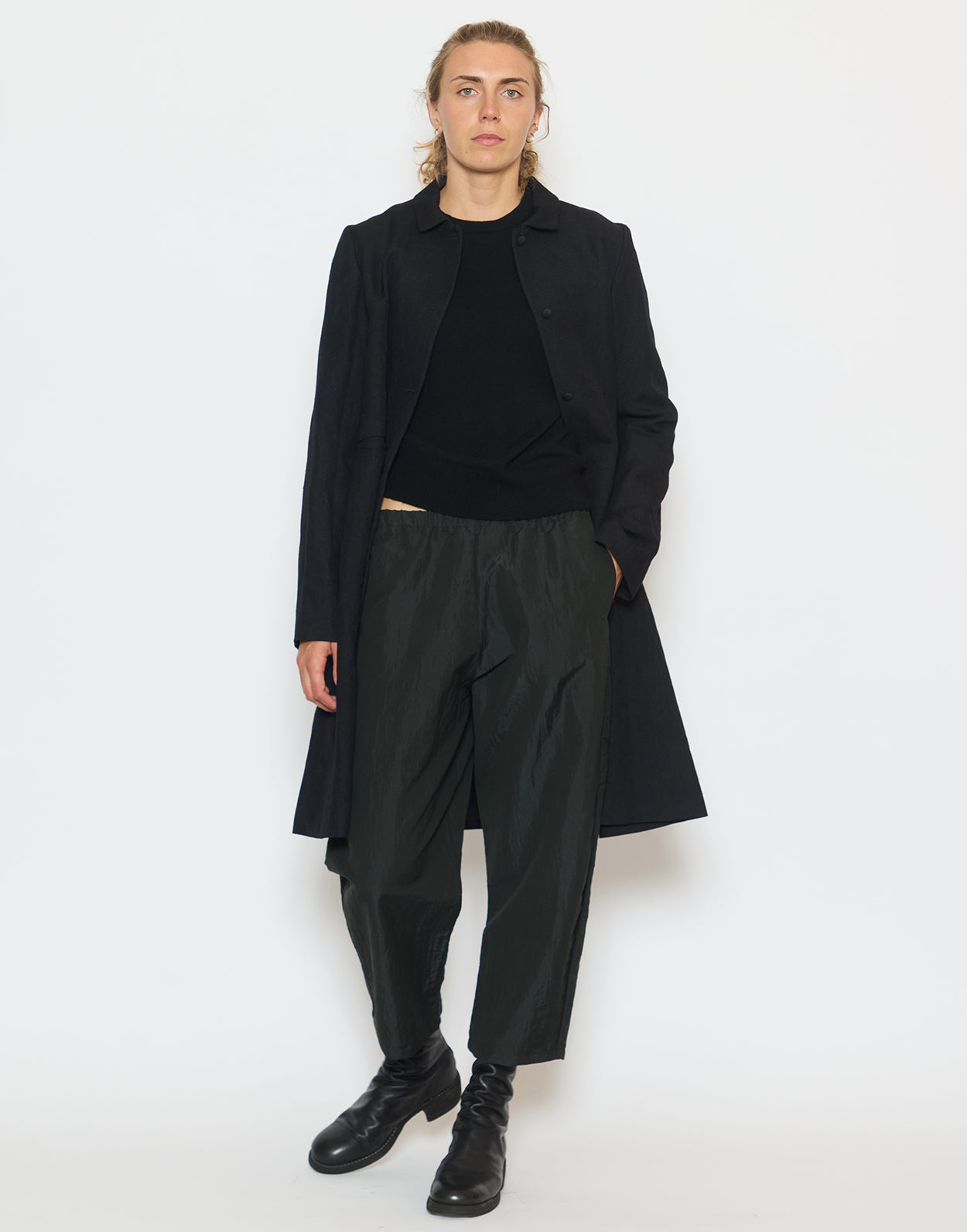 Black Wool & Linen Coat