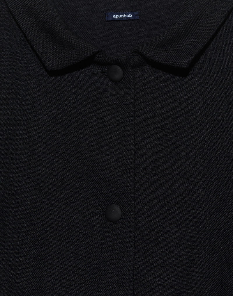 Black Virgin Wool Linen Blend Coat