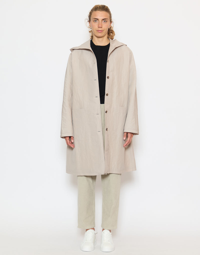 Sand Virgin Wool Polyester Blend Coat