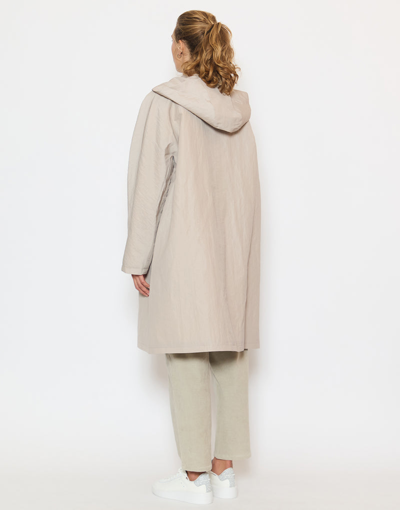 Sand Virgin Wool Polyester Blend Coat