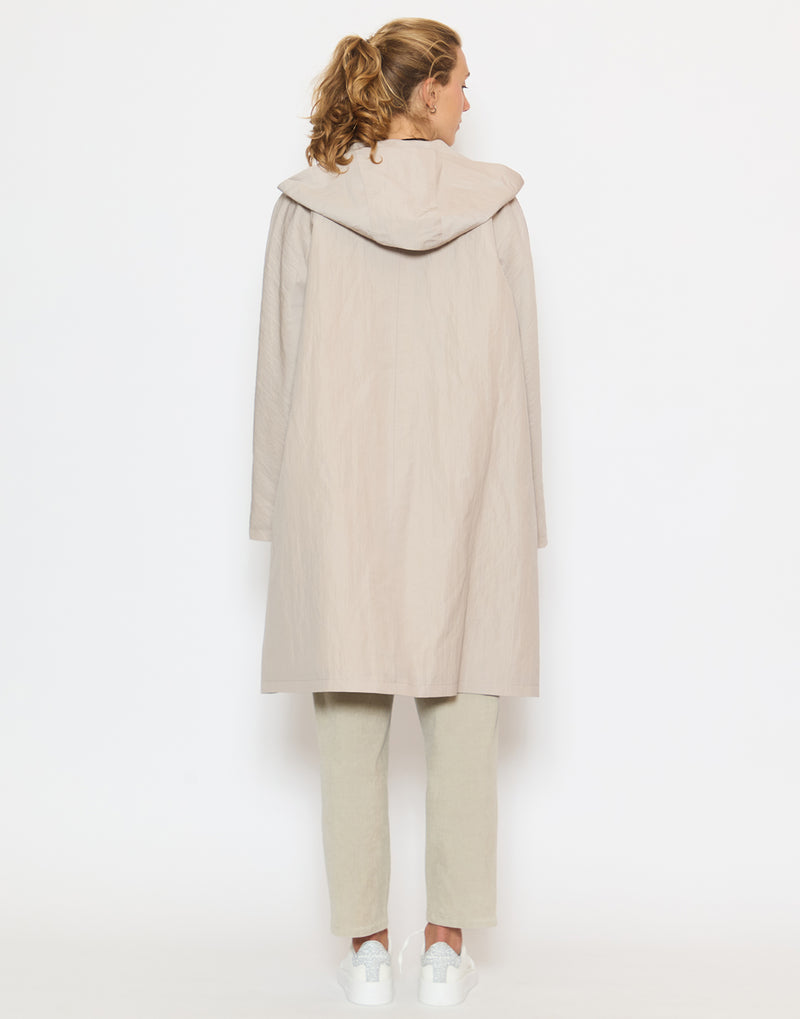 Sand Virgin Wool Polyester Blend Coat