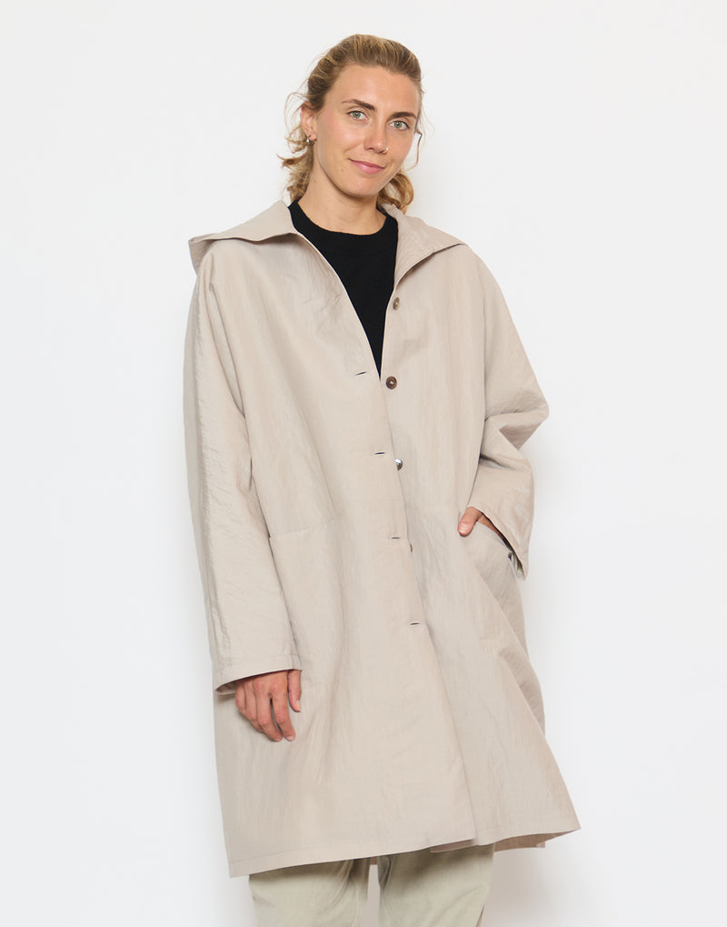 Sand Virgin Wool Polyester Blend Coat