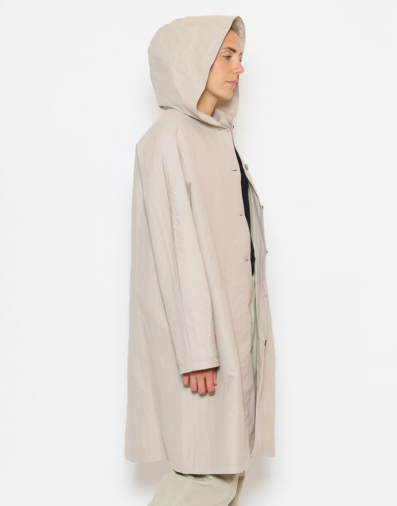 Sand Virgin Wool Polyester Blend Coat