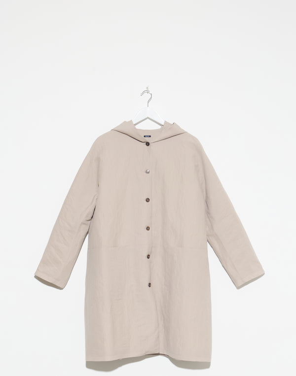 Sand Virgin Wool Polyester Blend Coat