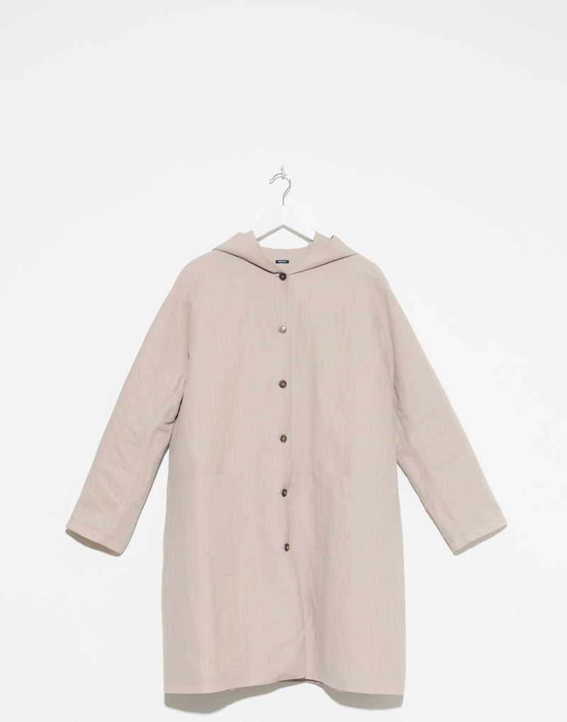 Sand Virgin Wool Polyester Blend Coat