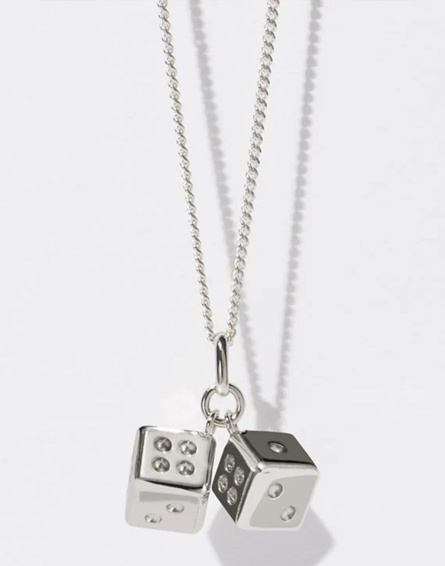 Sterling Silver Dice Charm Necklace