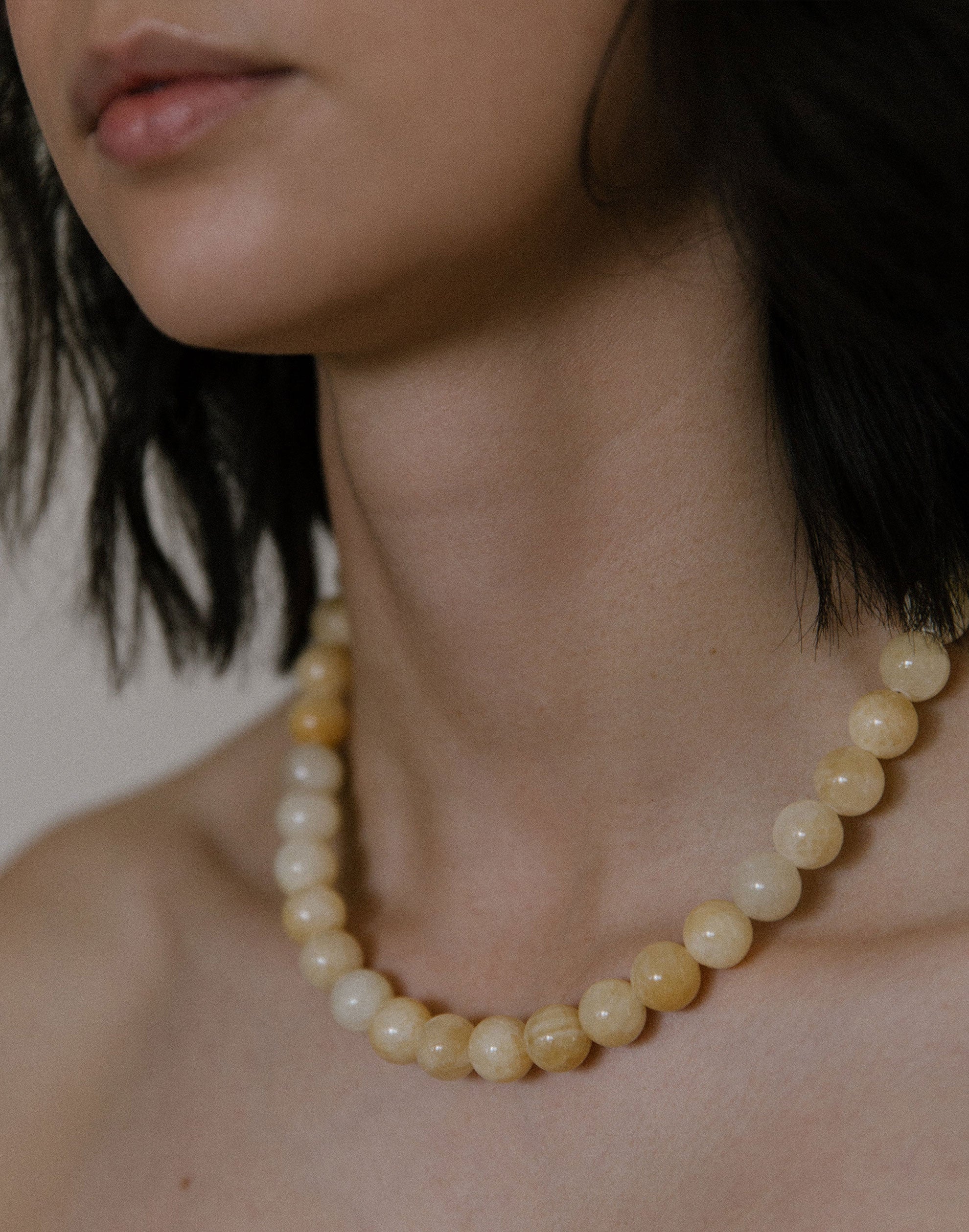 Yellow Calcite & Silver Daphne Necklace