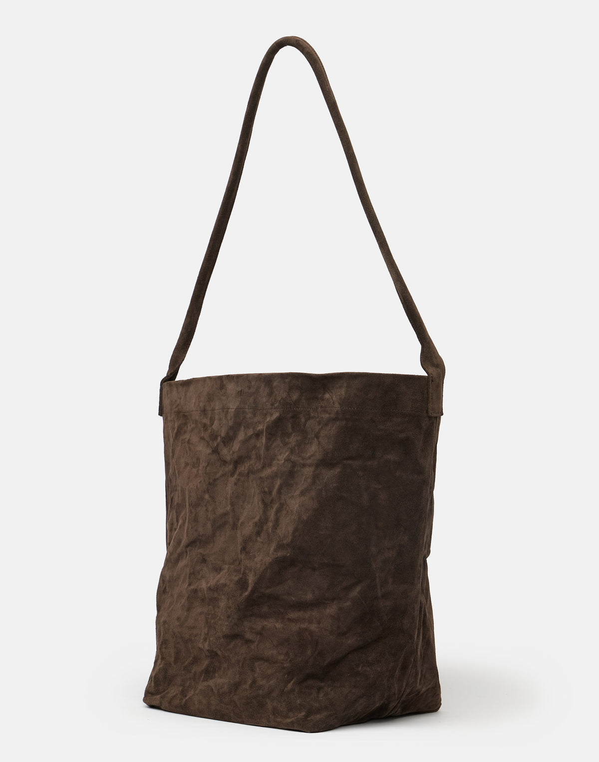 Dark Brown Suede Leather Big Tube Bag