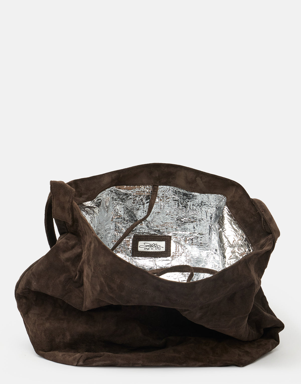 Dark Brown Suede Leather Big Tube Bag
