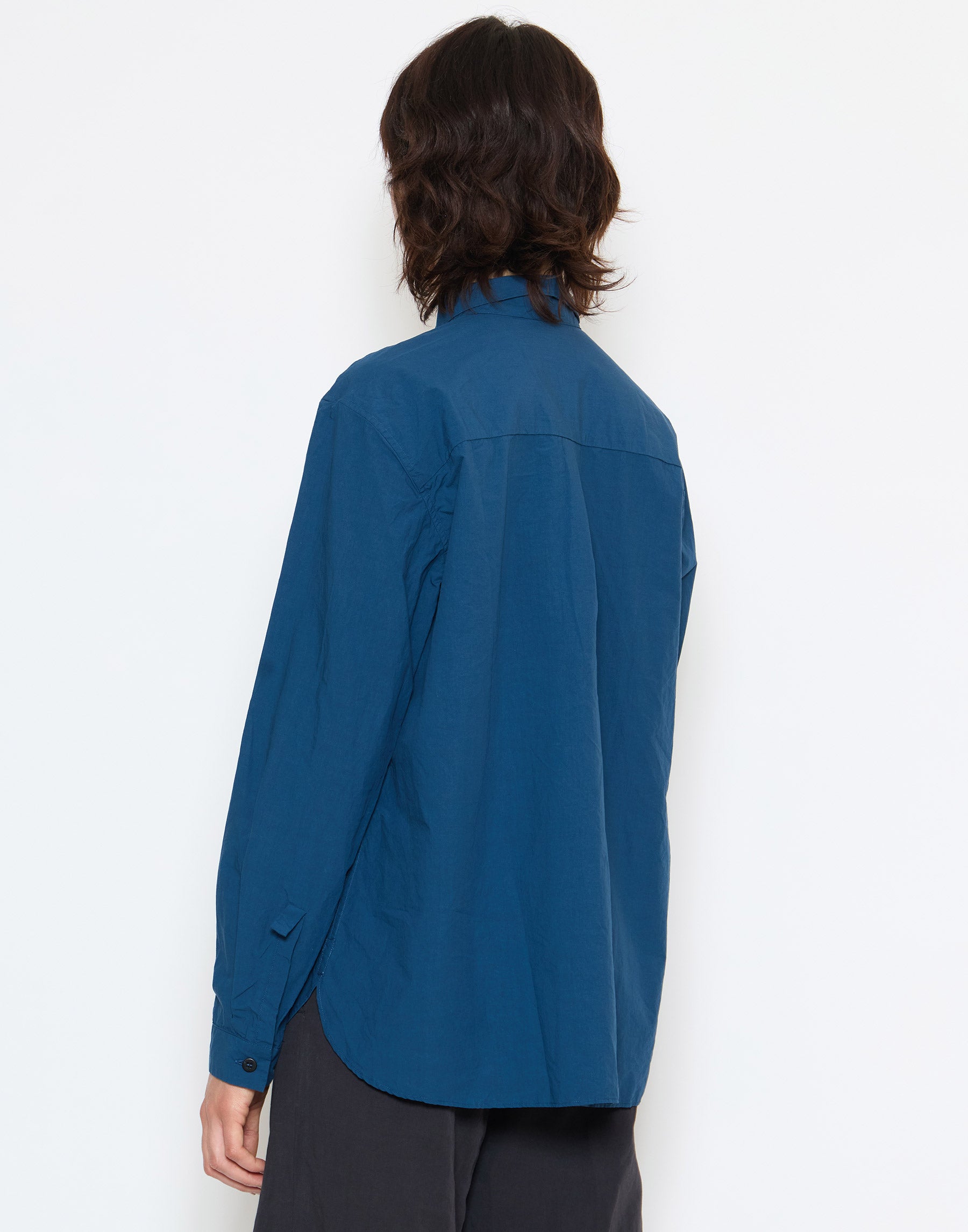 Deep Blue Cotton Loose Tyrol Shirt