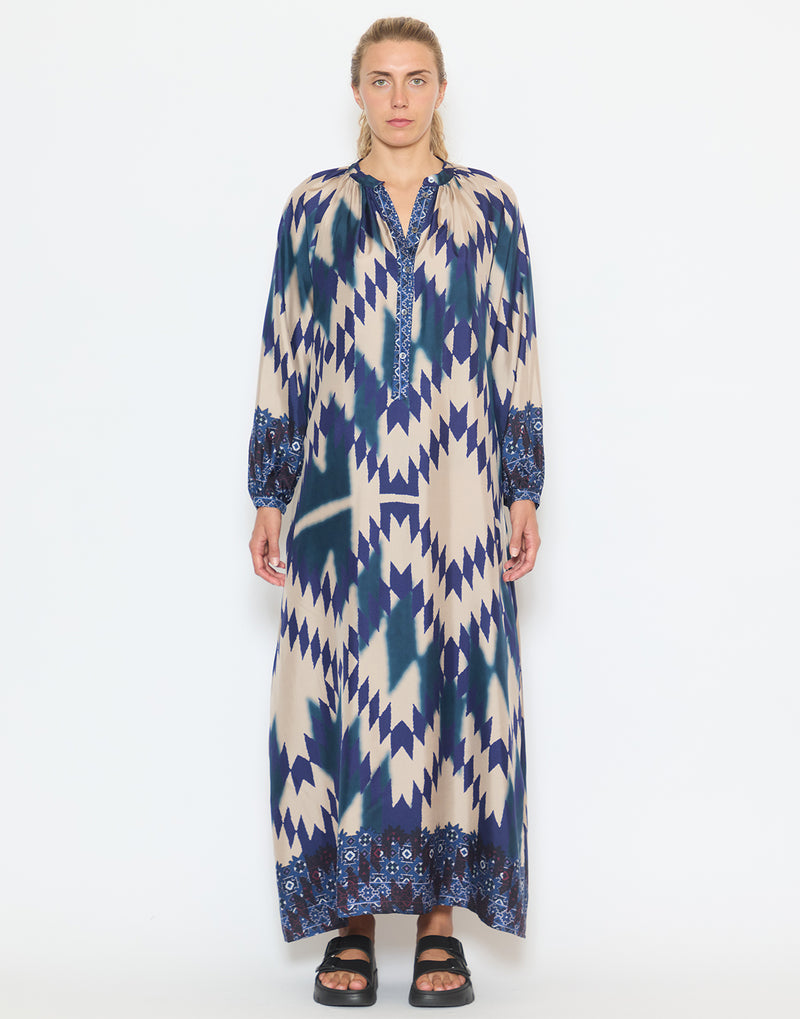 Geometric Print Silk Dress