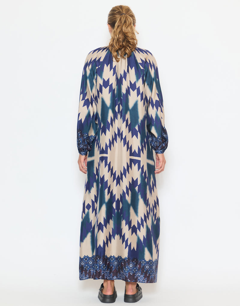 Geometric Print Silk Dress