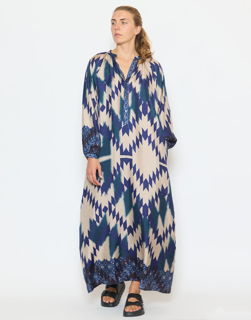 Geometric Print Silk Dress