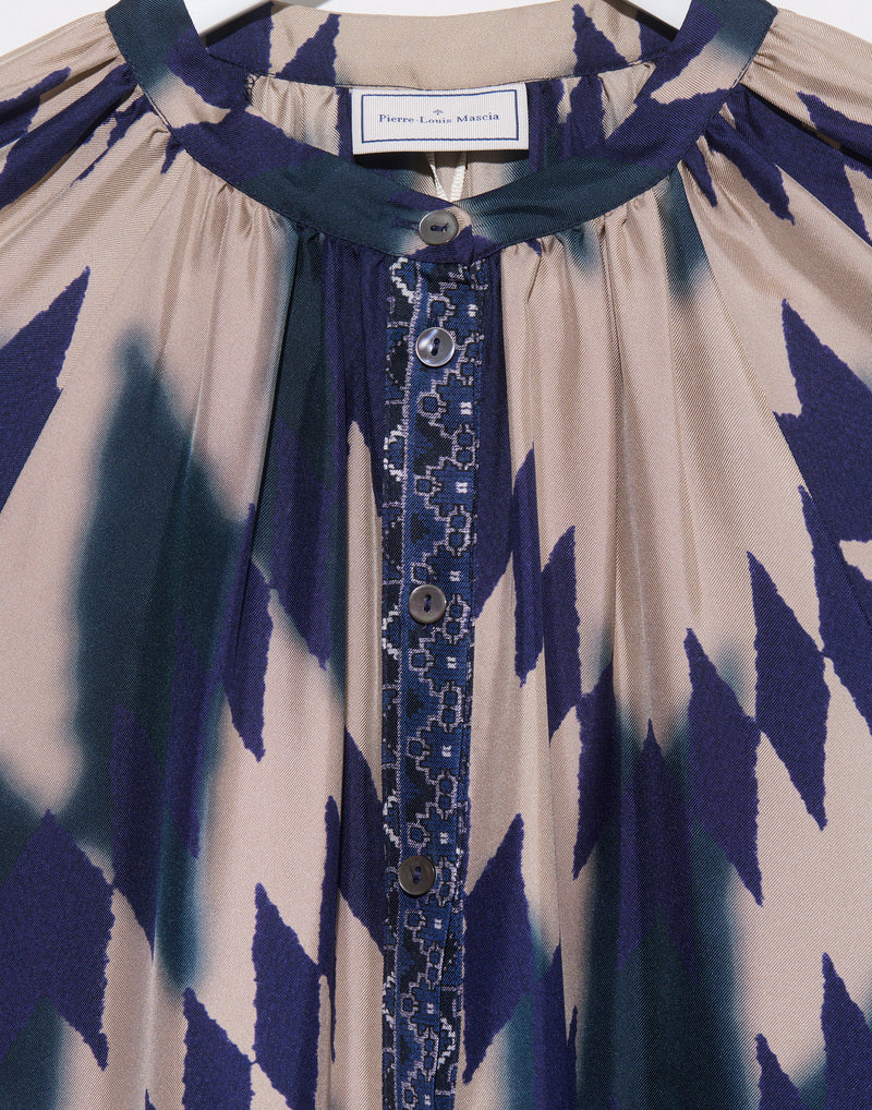 Geometric Print Silk Dress