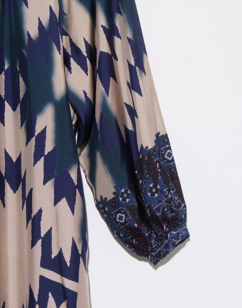 Geometric Print Silk Dress