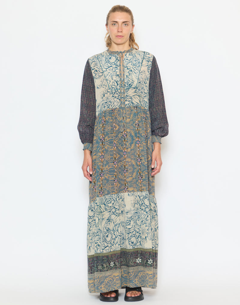 Floral Tapestry Silk Dress