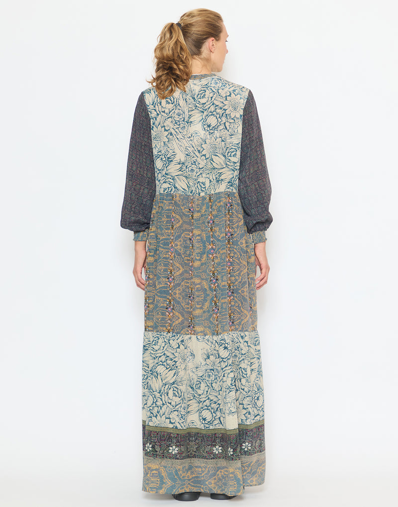 Floral Tapestry Silk Dress