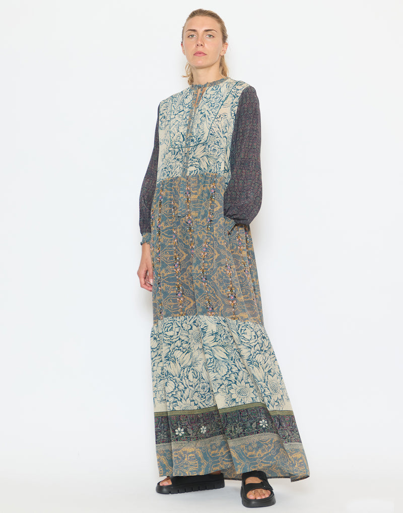 Floral Tapestry Silk Dress