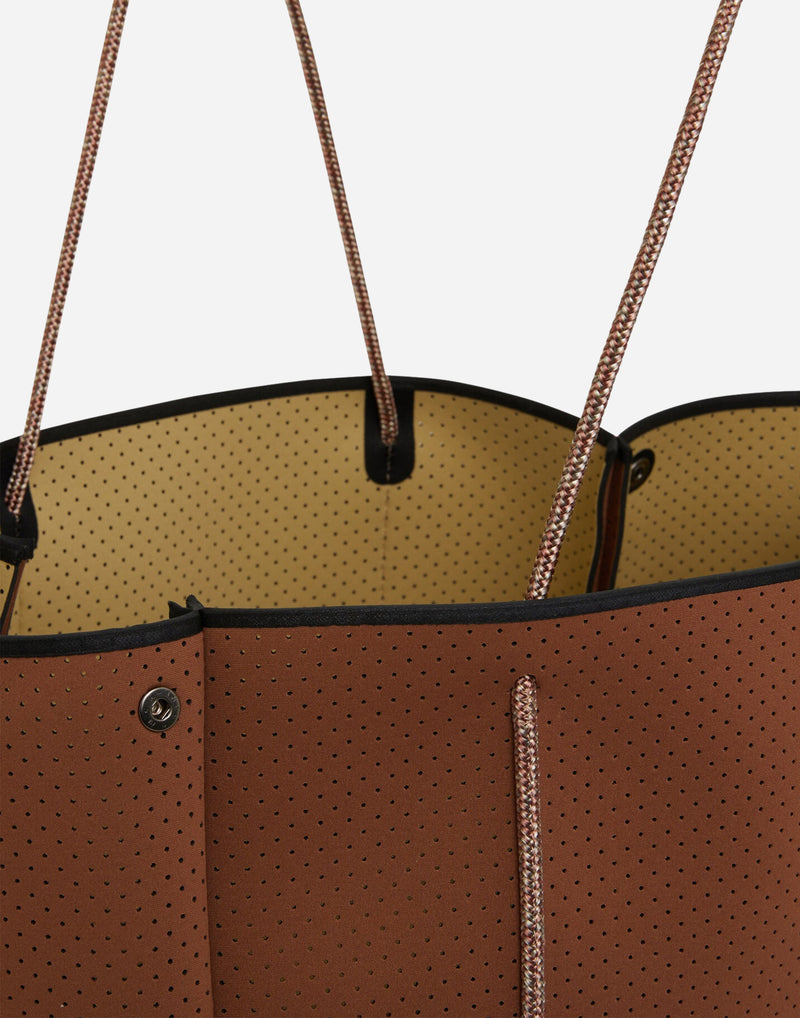 Saddle & Washed Gold Dual Tone Escape Tote