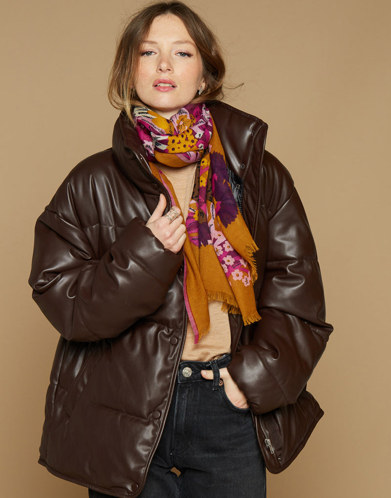 Fuchsia Wool Bloom Scarf