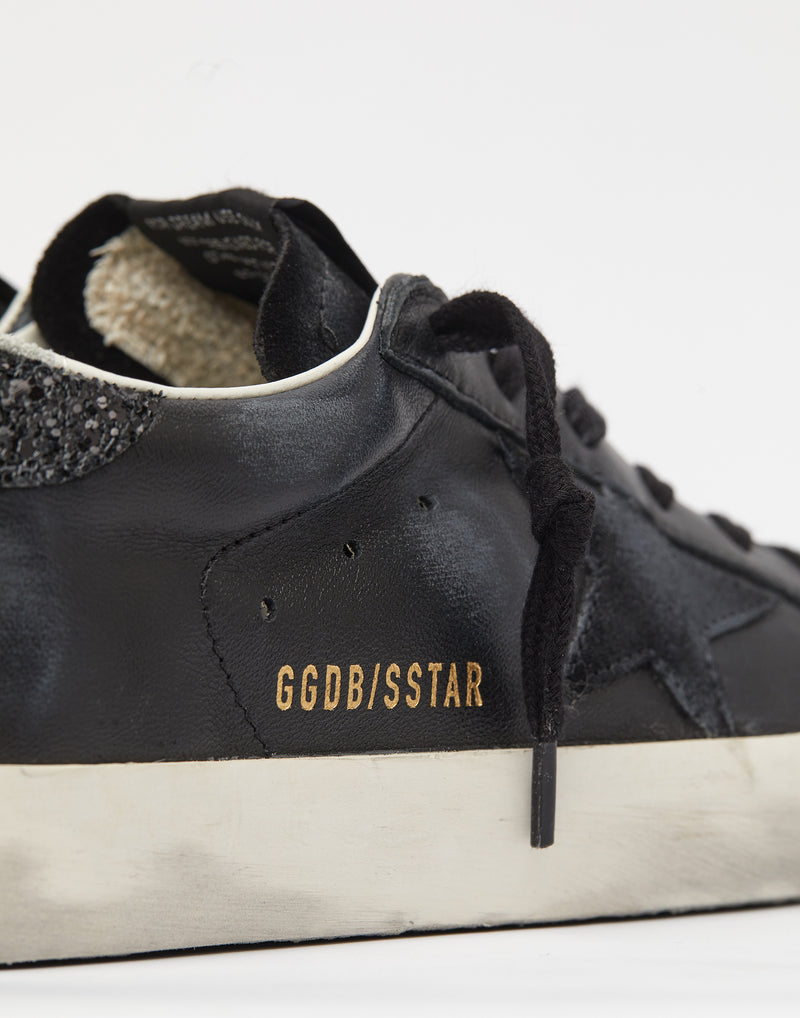 Black & Black Glitter Superstar Sneakers