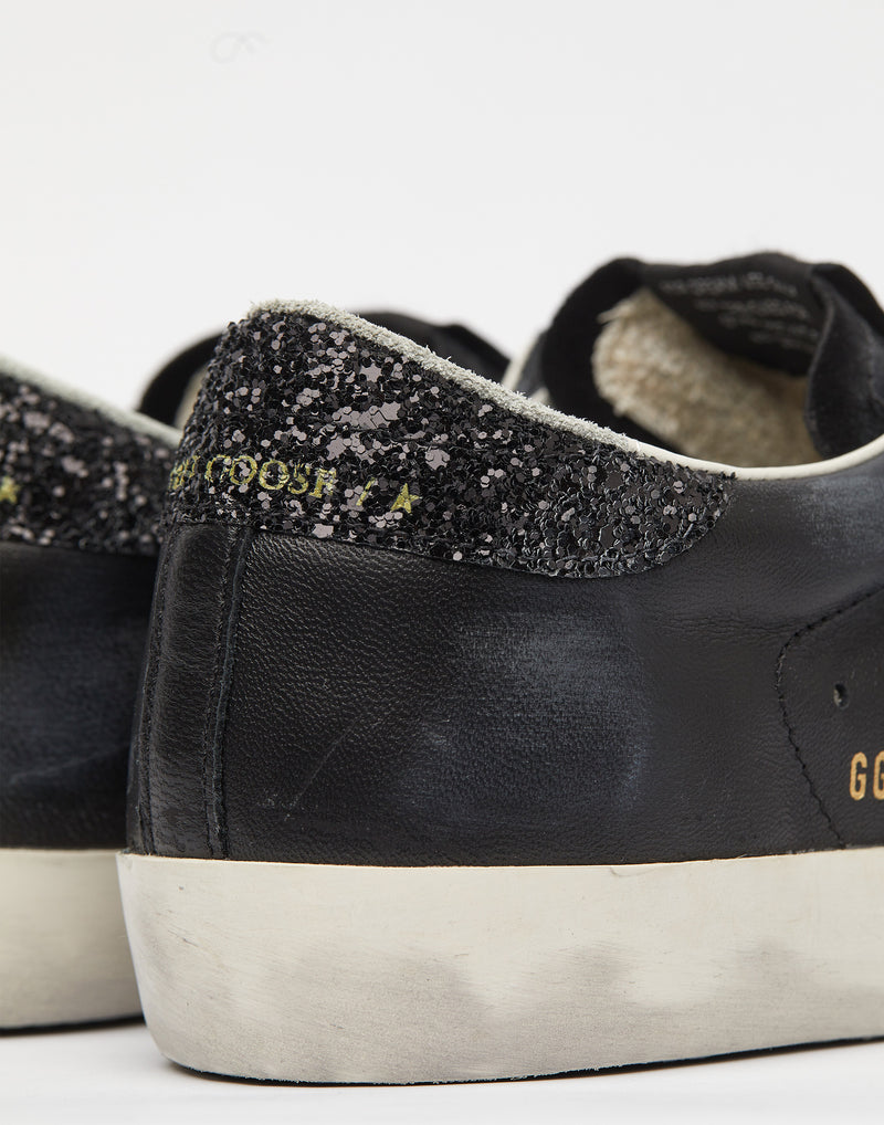 Black & Black Glitter Superstar Sneakers