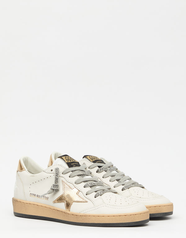 White & Gold Ball Star Sneakers
