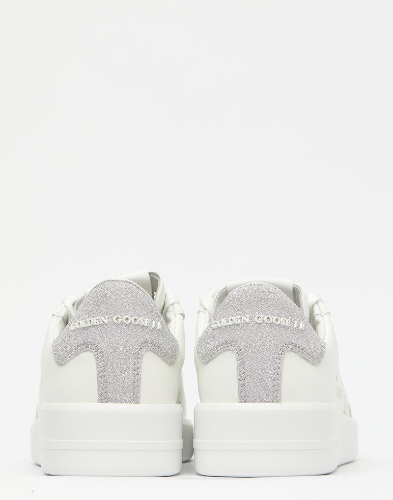 White & Silver Glitter Pure Star Sneakers