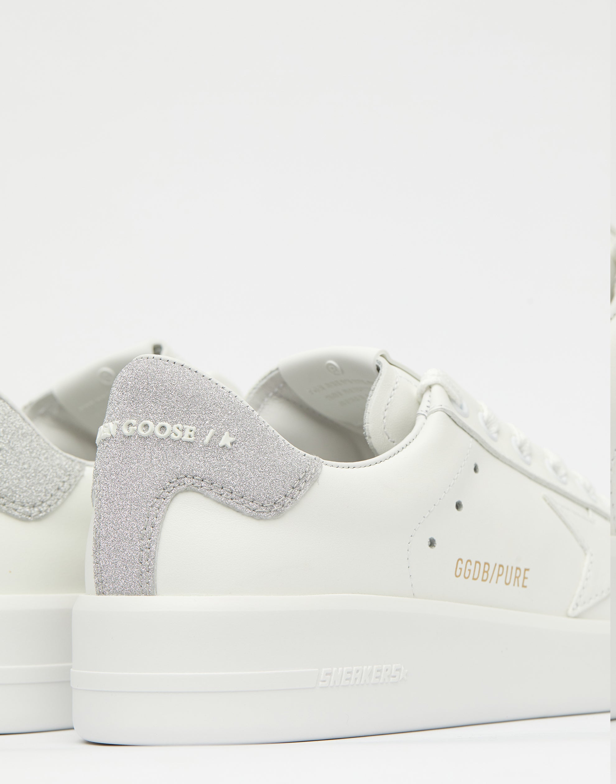 White & Silver Glitter Pure Star Sneakers