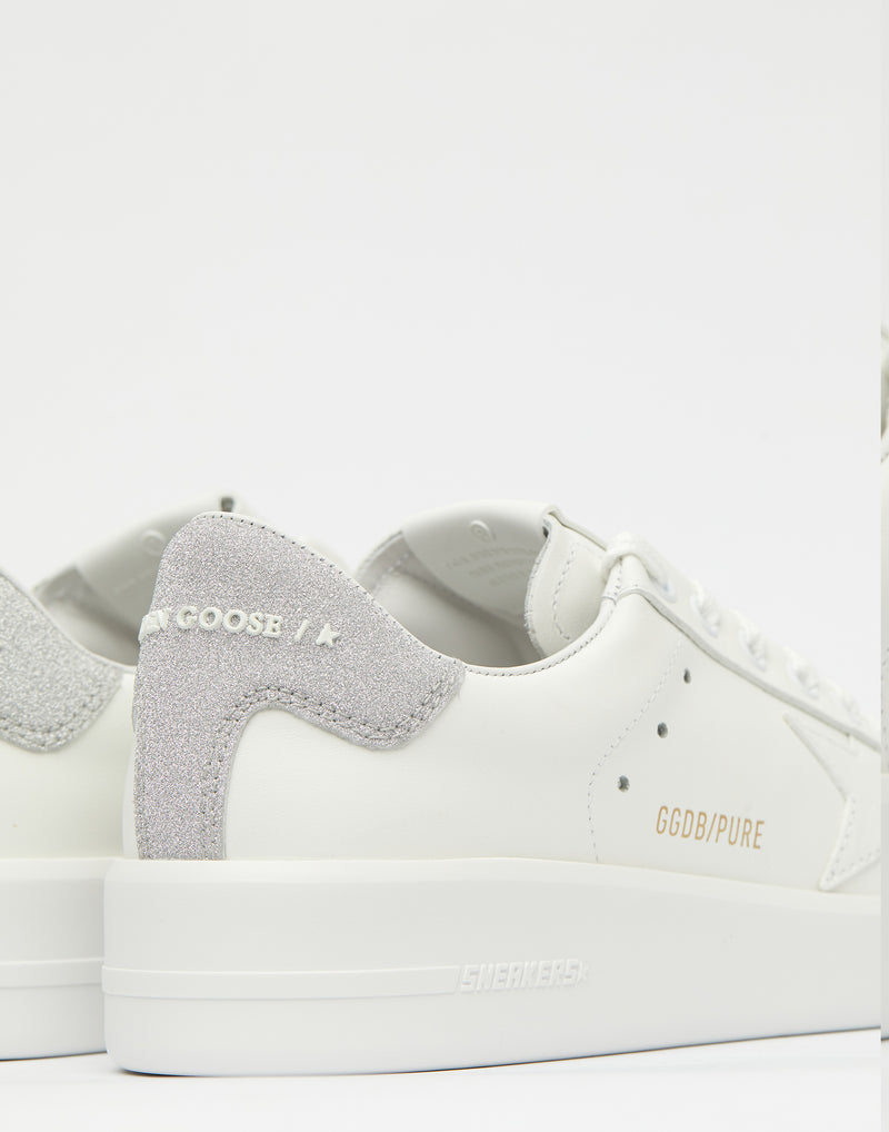 White & Silver Glitter Pure Star Sneakers